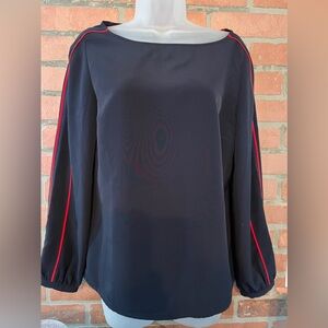 Banana Republic Long Sleeve Navy Blue Red Stripe Women's Size Small